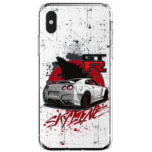 Силиконовый чехол Mcover для Apple iPhone XS Max с рисунком Nissan GTR Skyline силиконовый чехол с защитой камеры mcover на apple iphone 13 pro max с рисунком машина nissan gtr skyline