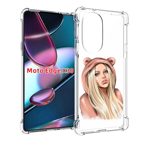 Чехол MyPads блондинка-в-капюшоне женский для Motorola Moto Edge X30 задняя-панель-накладка-бампер