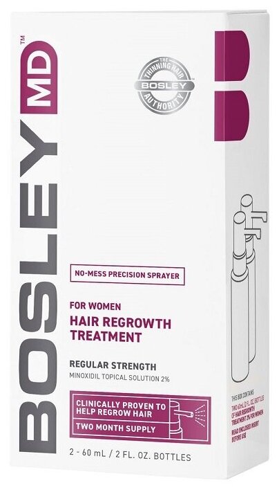 Bosley Усилитель роста волос для женщин (миноксидил 2%), 2 х 60 мл (Bosley, ) - фото №2