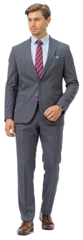 Костюм Marc de Cler, пиджак и брюки, классический стиль, полуприлегающий силуэт, подкладка, однобортная, карманы, размер 182-46, серый