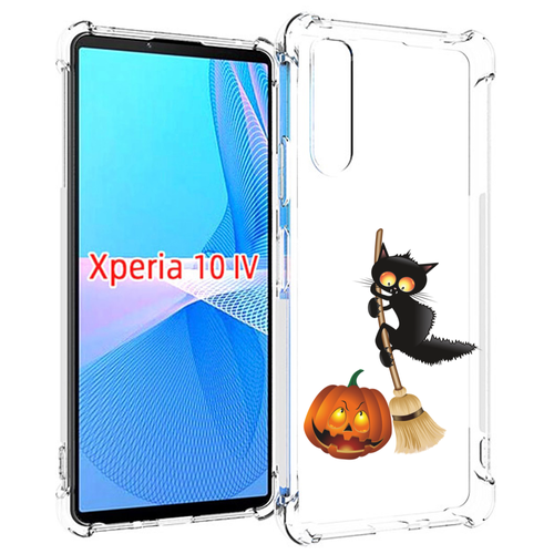 Чехол MyPads хэлуинский котик для Sony Xperia 10 IV (10-4) задняя-панель-накладка-бампер