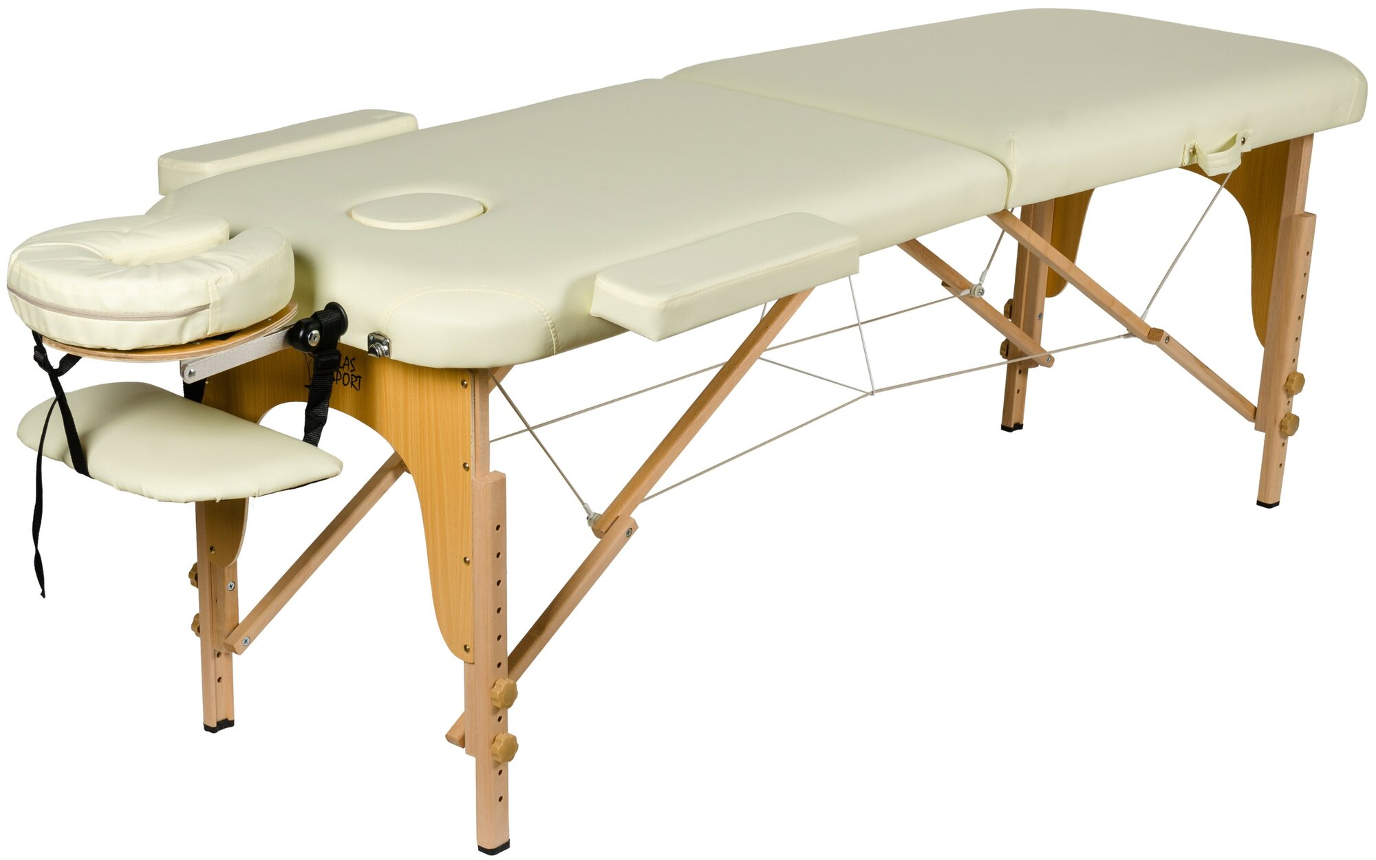 Массажный стол Atlas Sport складной 2-х секционный 60 см деревянный бежевый - фотография № 1