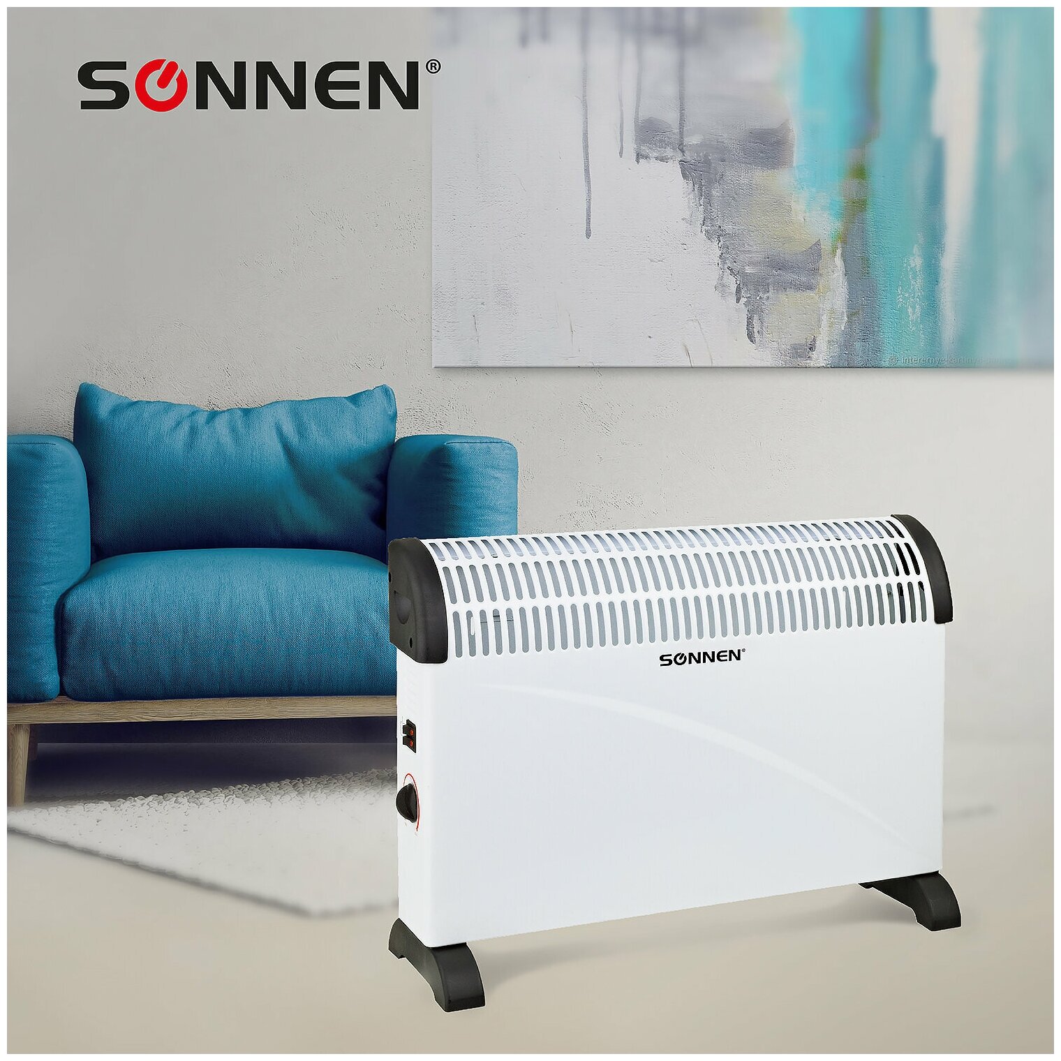 Конвектор SONNEN Y-02S, 1.5 кВт, 15 м², белый/черный - фото №15