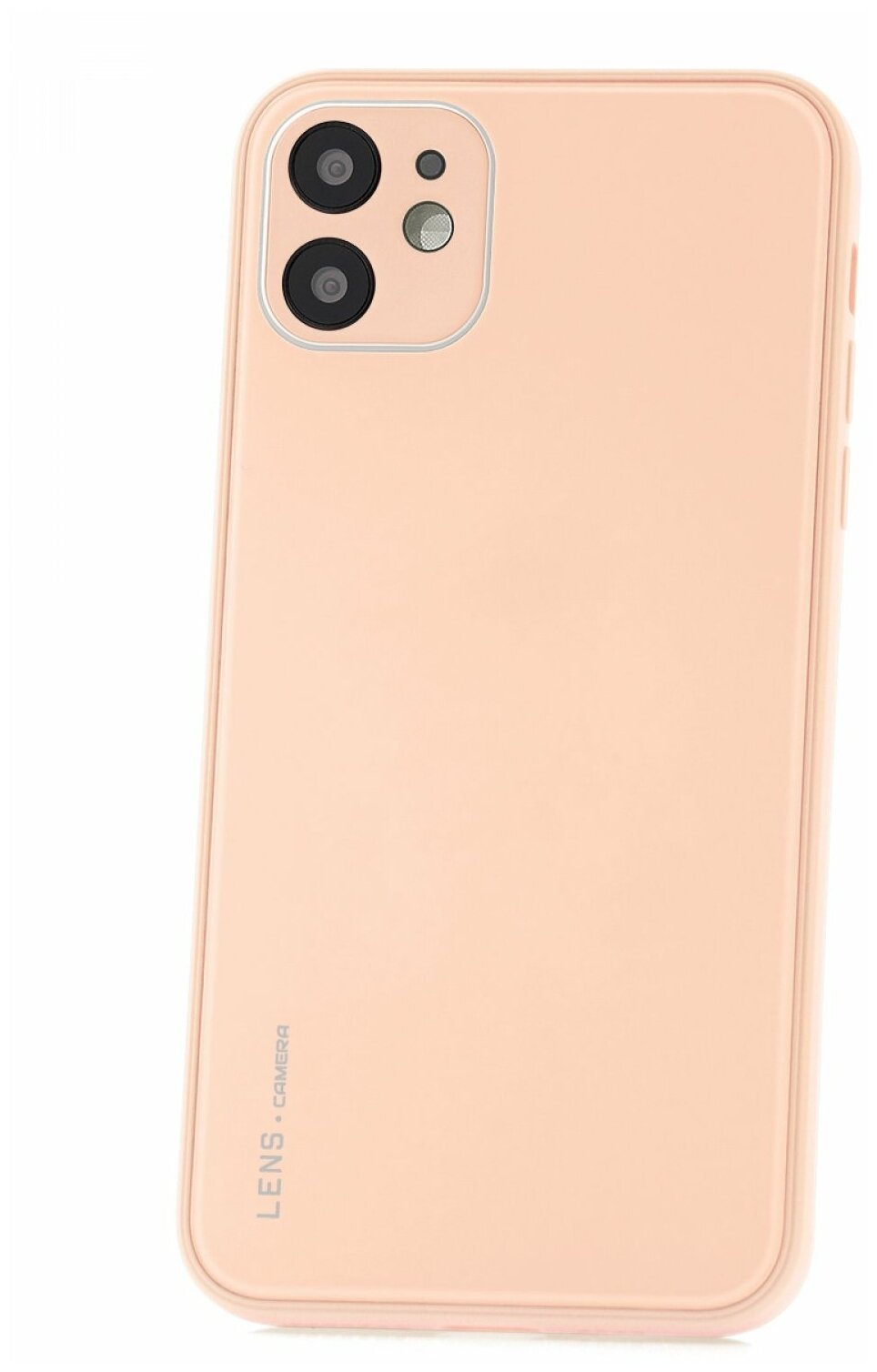 Чехол для iPhone 12 Kruche Liquid glass Pink , противоударный стеклянный кейс, силиконовый бампер, пластиковая накладка, защита камеры