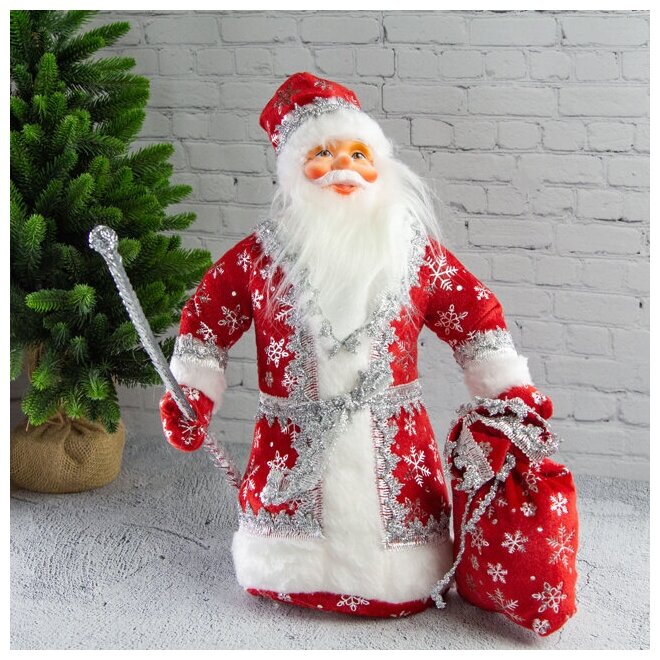 Коломеев Фигура Дед Мороз - Добрый волшебник в красном кафтане 40 см ДМ-10
