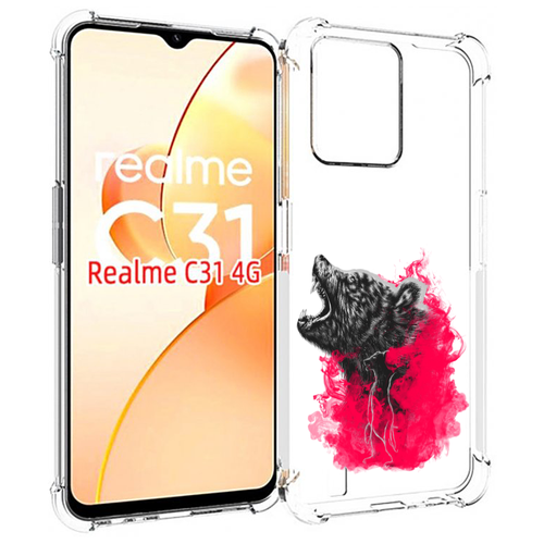 чехол mypads медведь в шапке для oppo realme c31 задняя панель накладка бампер Чехол MyPads медведь в дымке для OPPO Realme C31 задняя-панель-накладка-бампер