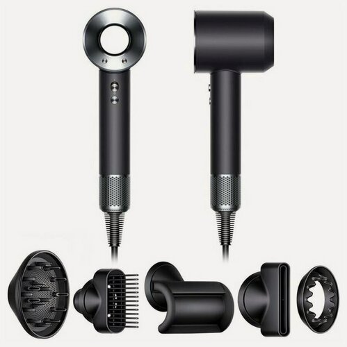 Изображение товара Профессиональный фен для волос Super Hair Dryer , 3 режима, 5 магнитных насадок, ионизация воздуха, серый