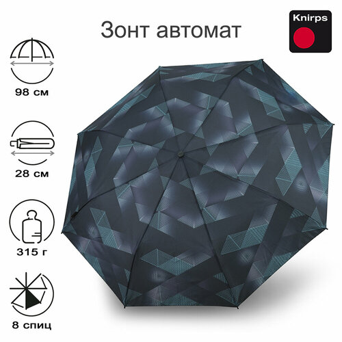 фото Мини-зонт knirps, бирюзовый, черный