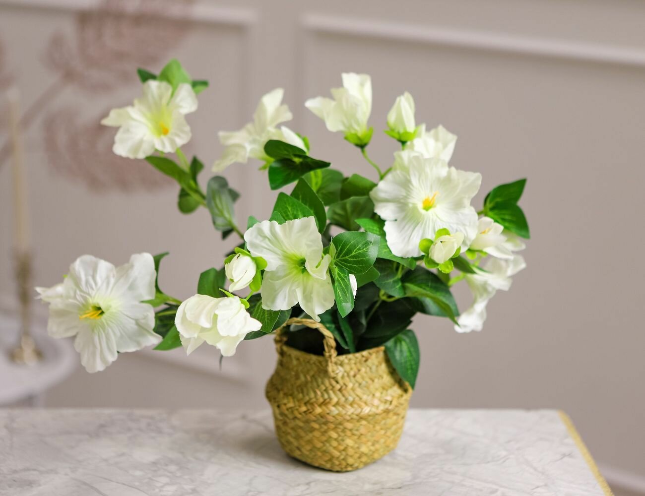 Искусственный цветок в горшке гибискус белый, 35х20 см, Koopman International 317221240-1