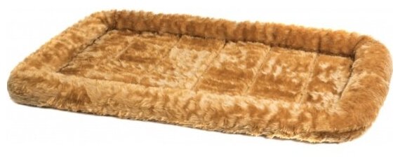 Лежак для собак и кошек Midwest QuietTime Faux Fur Deluxe Bolster 91х58х8 см cinnamon 92 см 60 см 8 см коричневый - фотография № 3