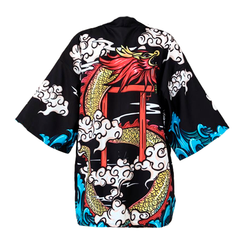 фото Карнавальные костюмы кардиган шелковый оверсайз кимоно накидка хаори дракон аниме японский стиль размер xl (175-190) vlasov