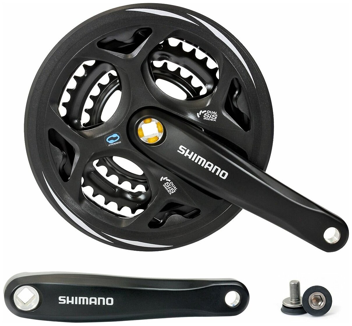 Система Shimano Altus FC-M311 7/8ск (Квадрат, 48/38/28T, 175mm, черная, защита)