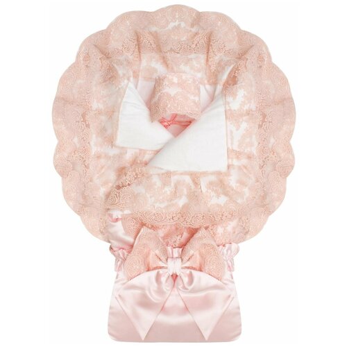 фото Конверт-одеяло на выписку "милан" атлас (нежно-розовый с розовым кружевом) (розовый) luxury baby