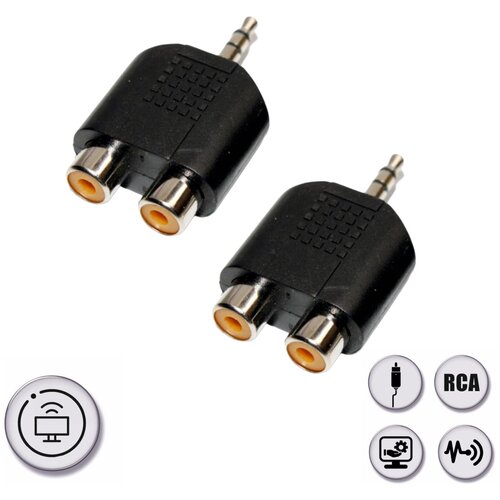 Переходник 2 гнезда RCA (мама) - штекер 3.5 мм стерео (3 pin) mini-jack (папа), 2 шт переходник 2 гнезда rca мама штекер 3 5 мм стерео 3 pin mini jack папа 5 шт