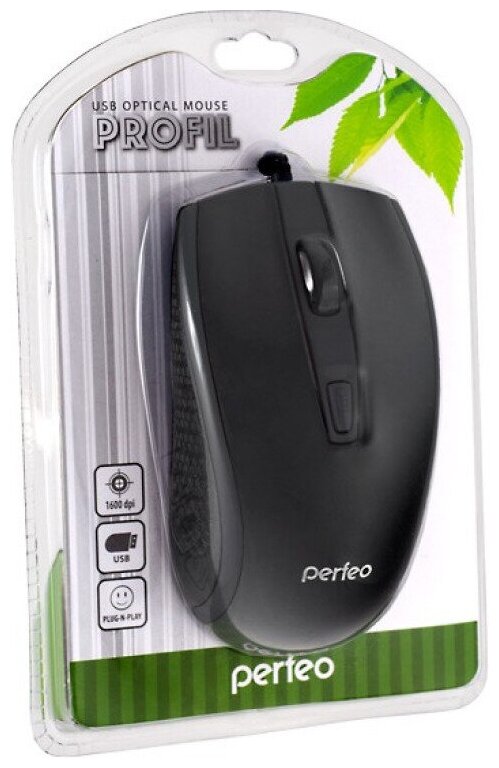 Perfeo Мышь проводная Perfeo PROFIL оптическая 4 кн USB чёрная PF_4932