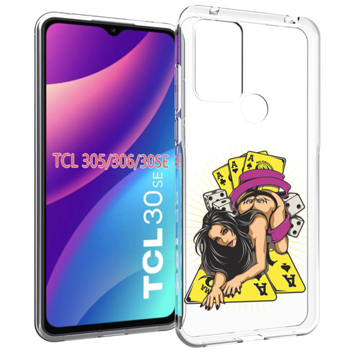 Чехол MyPads нарисованная девушка с игровыми картами для TCL 30SE / TCL 305 / TCL 306 / TCL 30E задняя-панель-накладка-бампер чехол mypads принцеска нарисованная женский для tcl 30se tcl 305 tcl 306 tcl 30e задняя панель накладка бампер