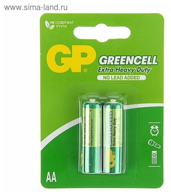 Батарейка солевая GP Greencell Extra Heavy Duty AA R6-2BL 1.5В блистер 2 шт.