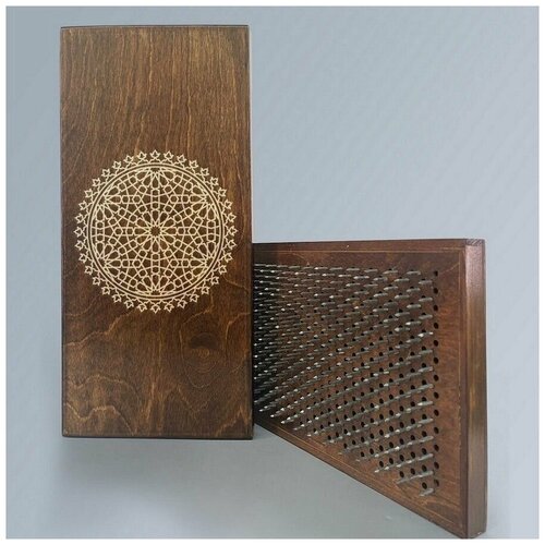фото Доска садху с динамическими гвоздями, шаг 10мм, цвет венге модель абстракция мандала - 1221 сила души и тела