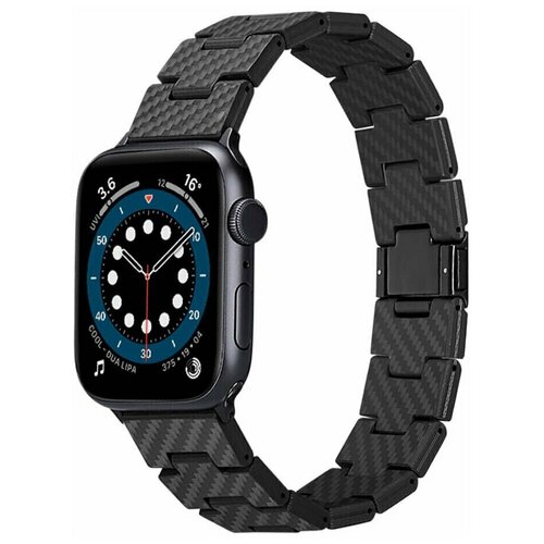 Карбоновый браслет Pitaka, ремешок для Apple Watch 3, 4, 5 , 6-1, 7-1 и SE серии 42/44/45мм - Retro. Carbon, Aramid, Kevlar (AWB1004)