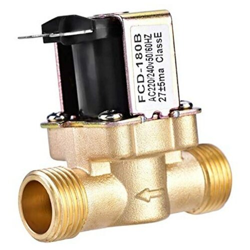 Электромагнитный водопроводный клапан 1/2, латунь, до 80 C, 220В AC FCD-180B электромагнитный водопроводный клапан 1 2 до 80 c 12в dc