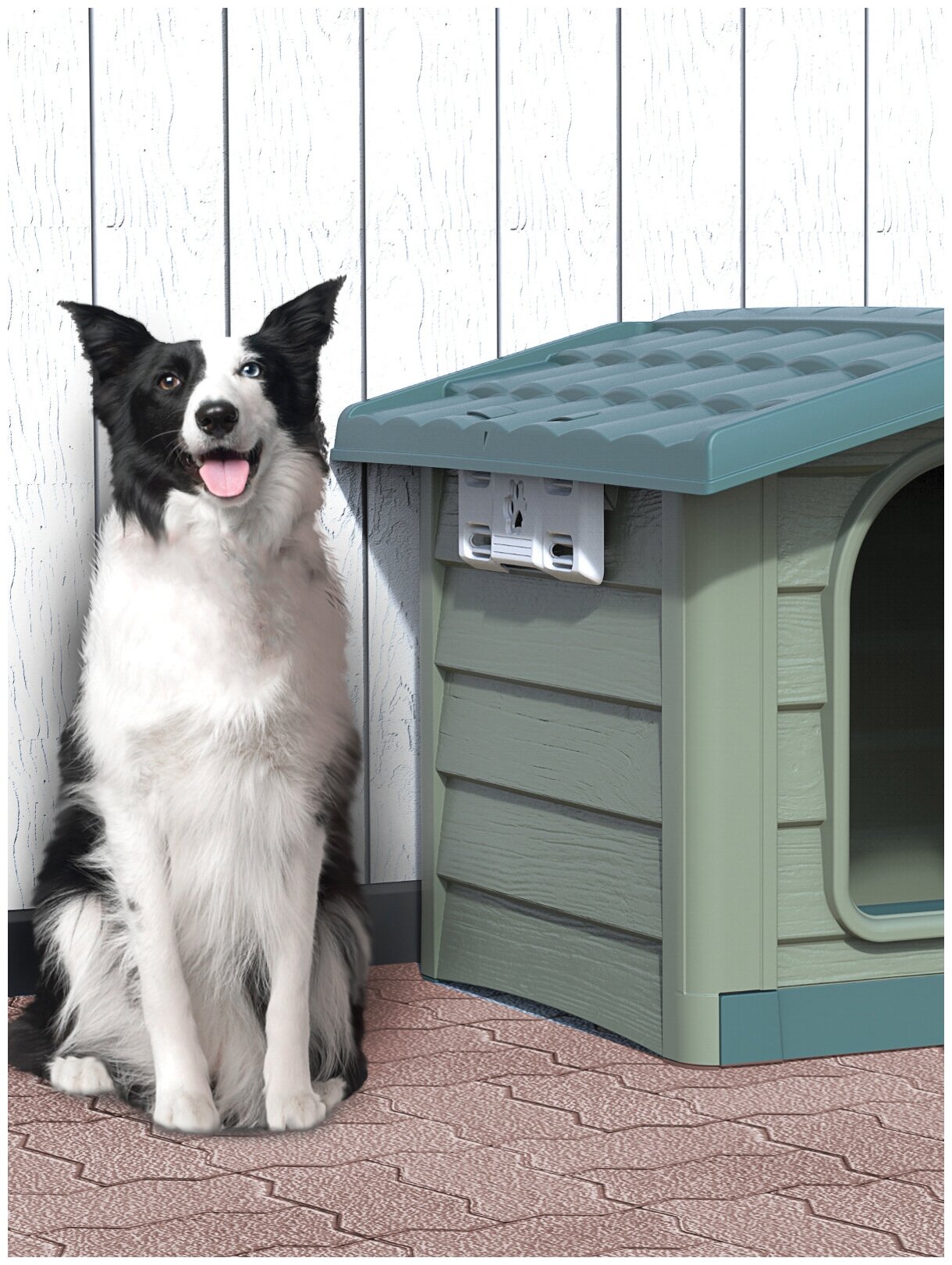Будка для собак Bama Pet Bungalow M зеленый пластик 89 х 75 х 62 см (1 шт) - фотография № 5