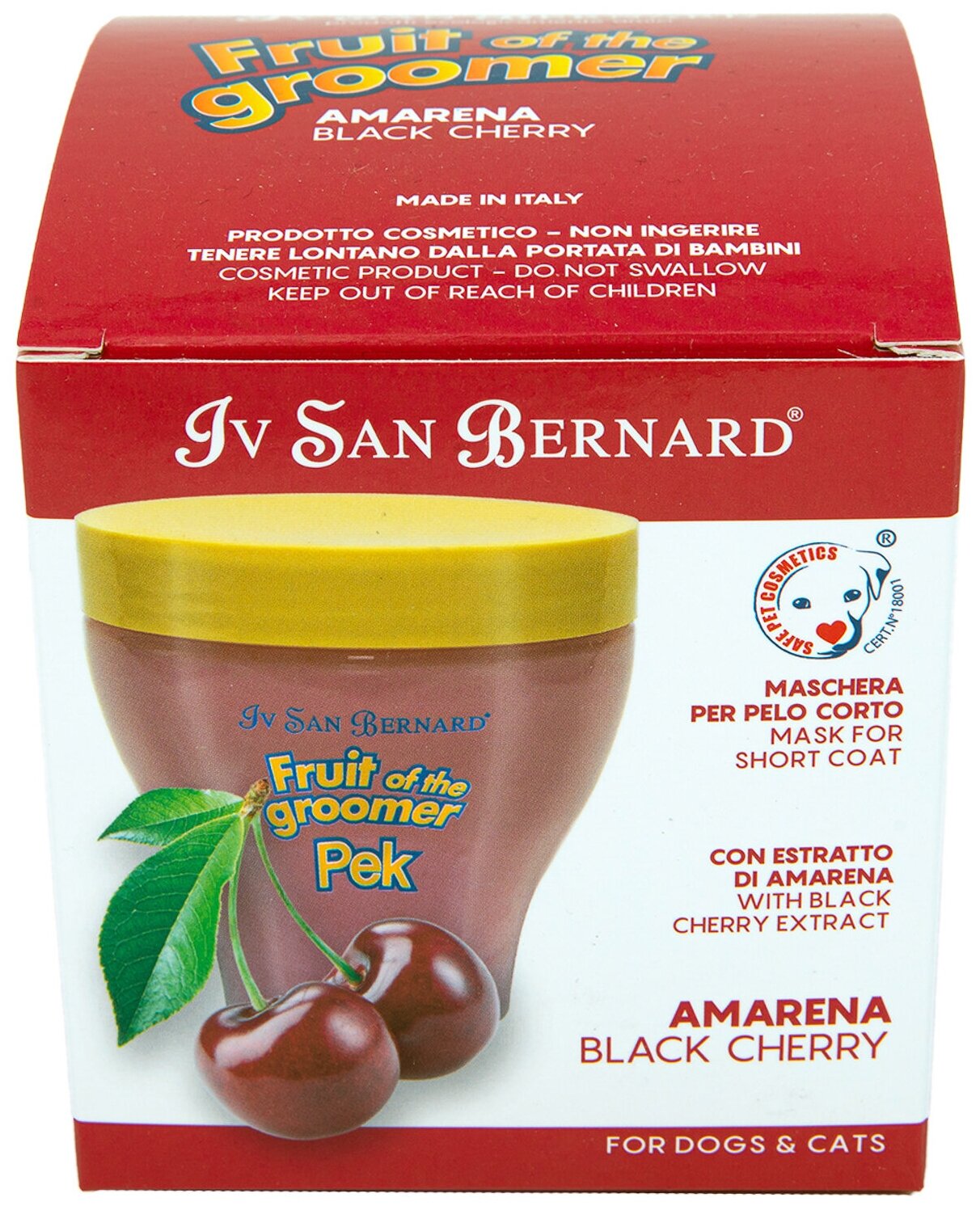 Маска Iv San Bernard Fruit of the Groomer Black Cherry, восстанавливающая для короткой шерсти с протеинами шелка 250 мл - фотография № 14