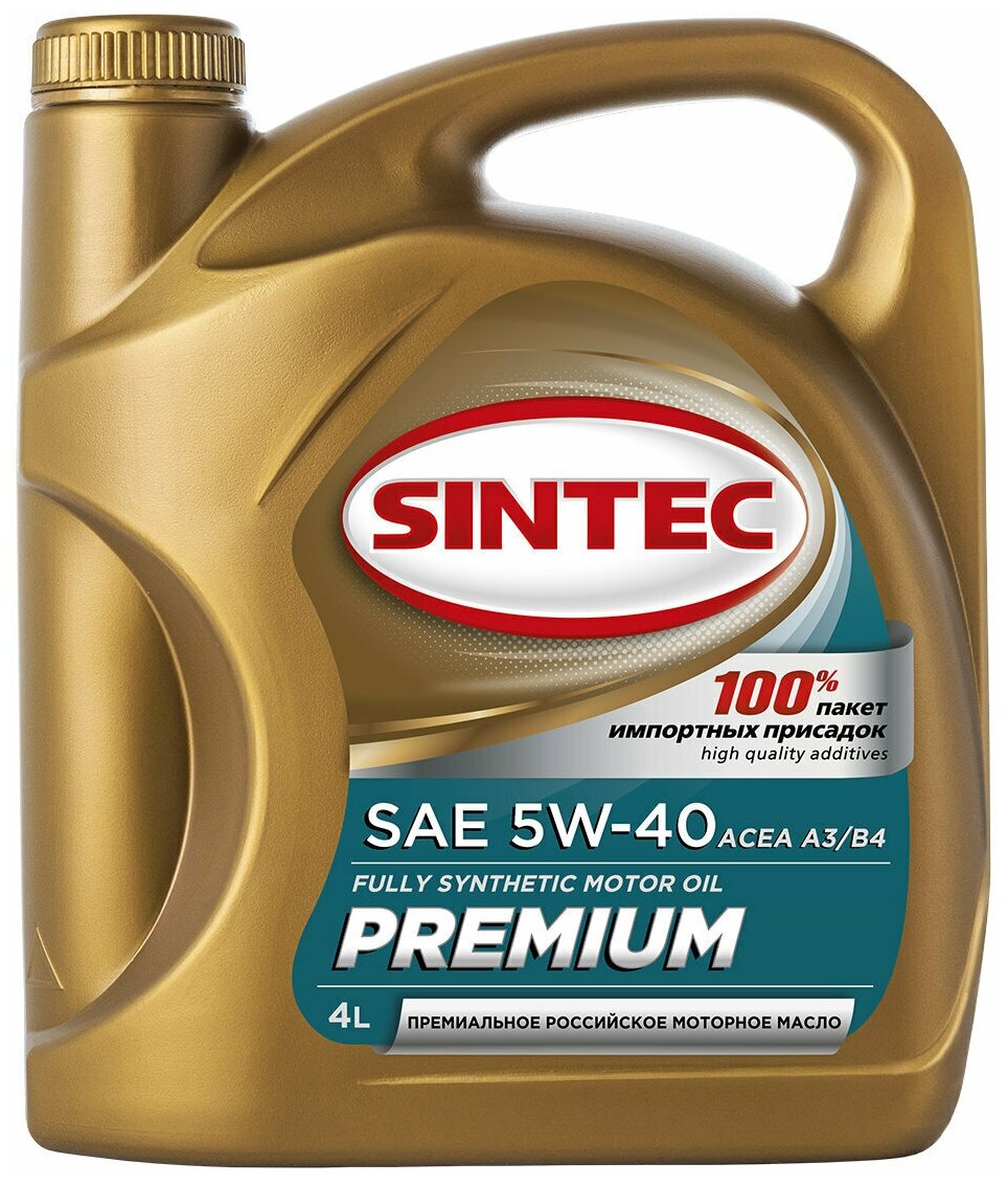 Синтетическое моторное масло SINTEC Premium SAE 5W-40 ACEA A3/B4, 4 л