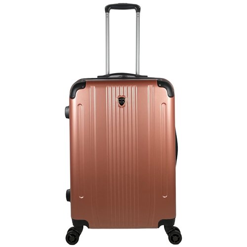 Чемодан – средний (размер M) 70 л, 64x42x26 см, поликарбонат, цвет розовое золото (пудра)