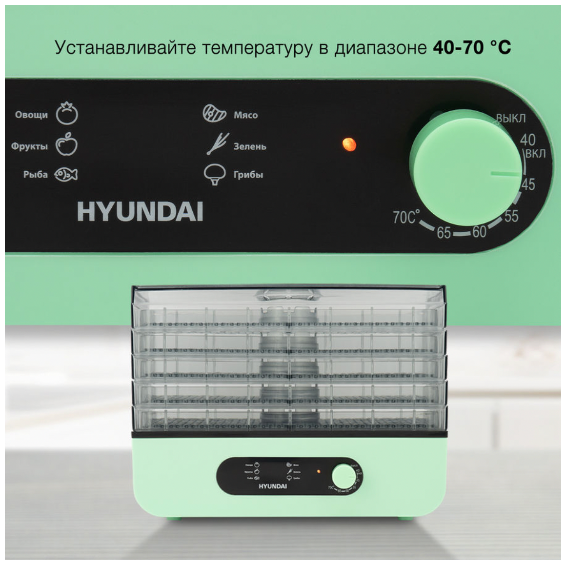 Сушка Hyundai HYDF-5032 мятный - фото №14