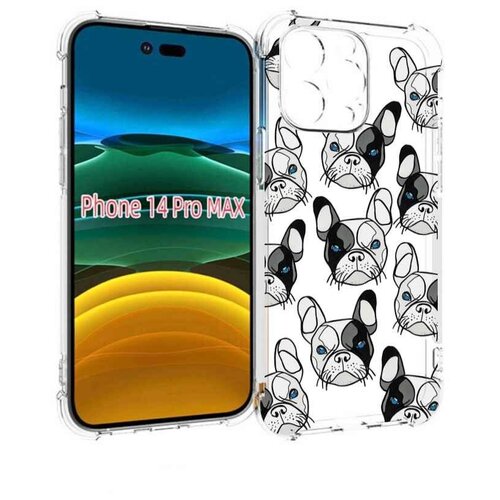 Чехол MyPads мини-собачки-черно-белый для iPhone 14 Pro Max задняя-панель-накладка-бампер