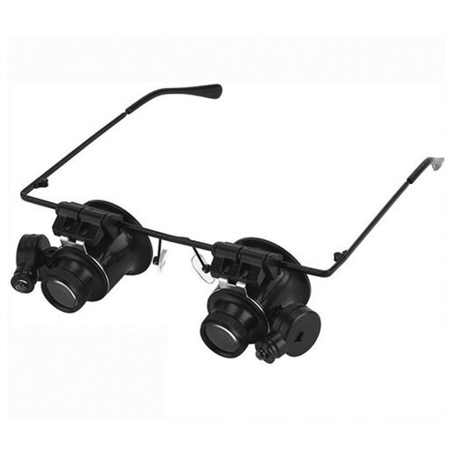 Лупа-очки Kromatech налобная бинокулярная 20x, с подсветкой (2 LED) MG9892A-II лупа очки eschenbach maxdetail 2х для работы с мелкими предметами