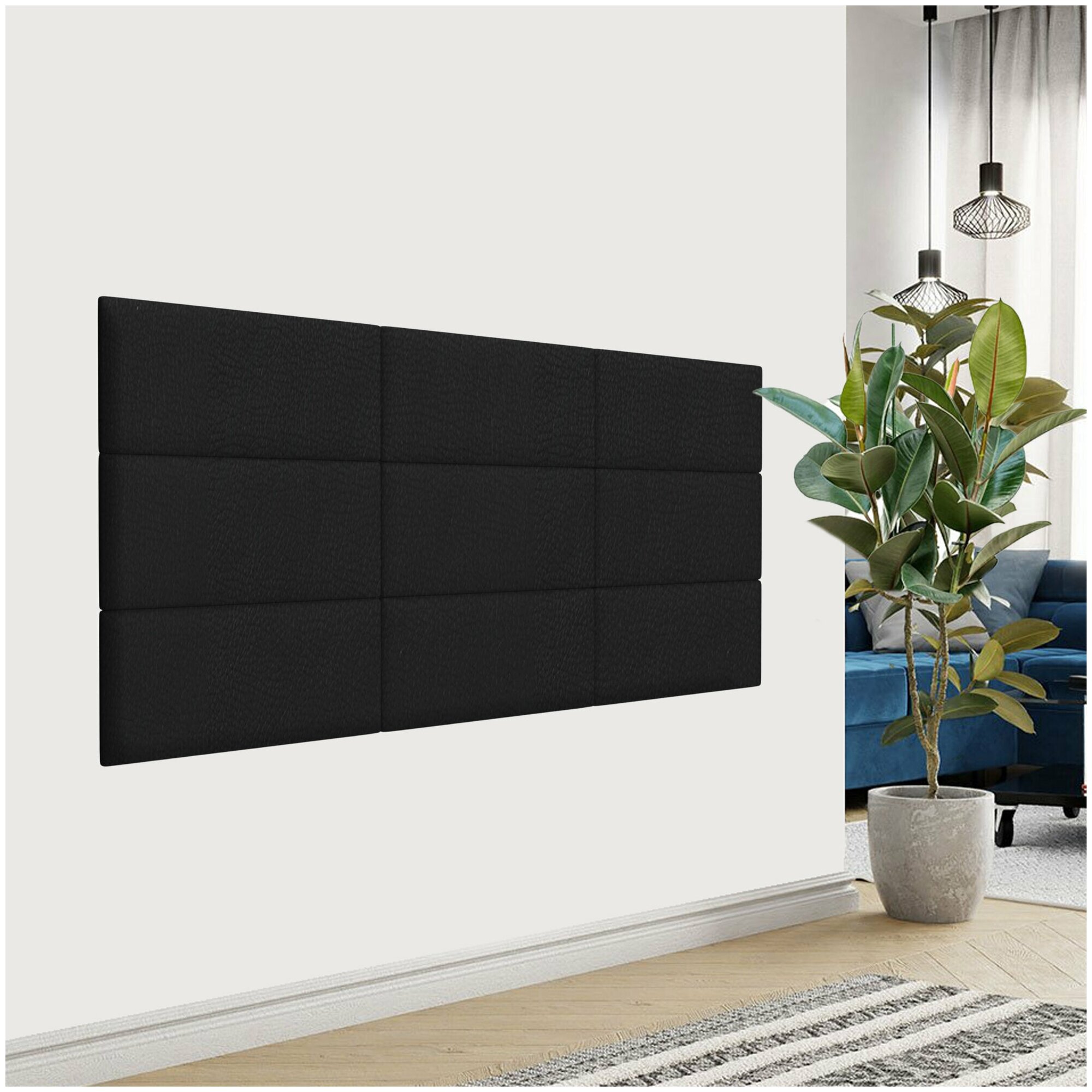 Стеновая панель Eco Leather Black 30х60 см 1 шт.