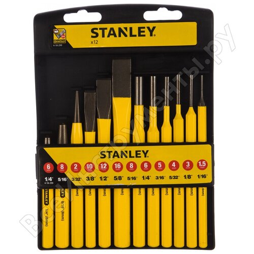 набор слесарного инструмента stanley 4 18 299 Набор зубил и бородков STANLEY 4-18-299 (12 шт.)