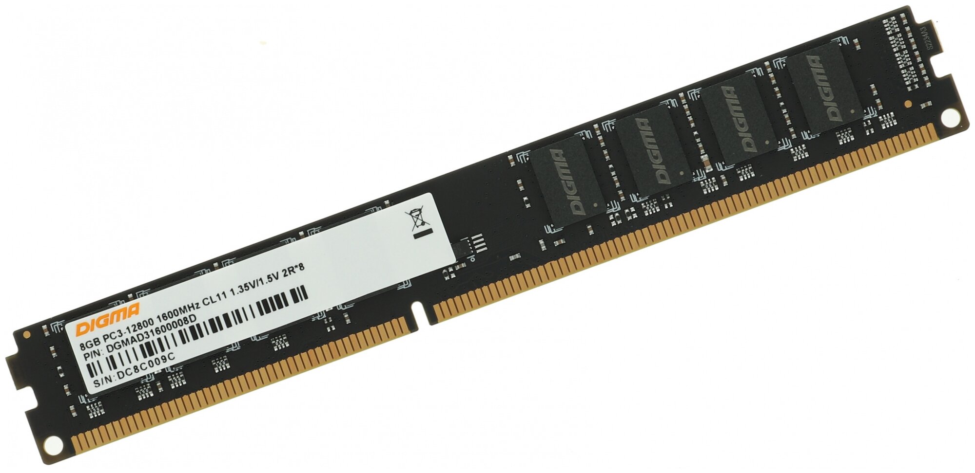 Оперативная память Digma DDR3 - 8Gb, 1600 МГц, DIMM, CL11 (dgmad31600008d) - фото №3