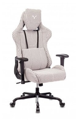 Кресло игровое Zombie VIKING LOFT серый Morris-1, ткань / Компьютерное геймерское кресло, с подголовником, 2 подушки, крестовина металл