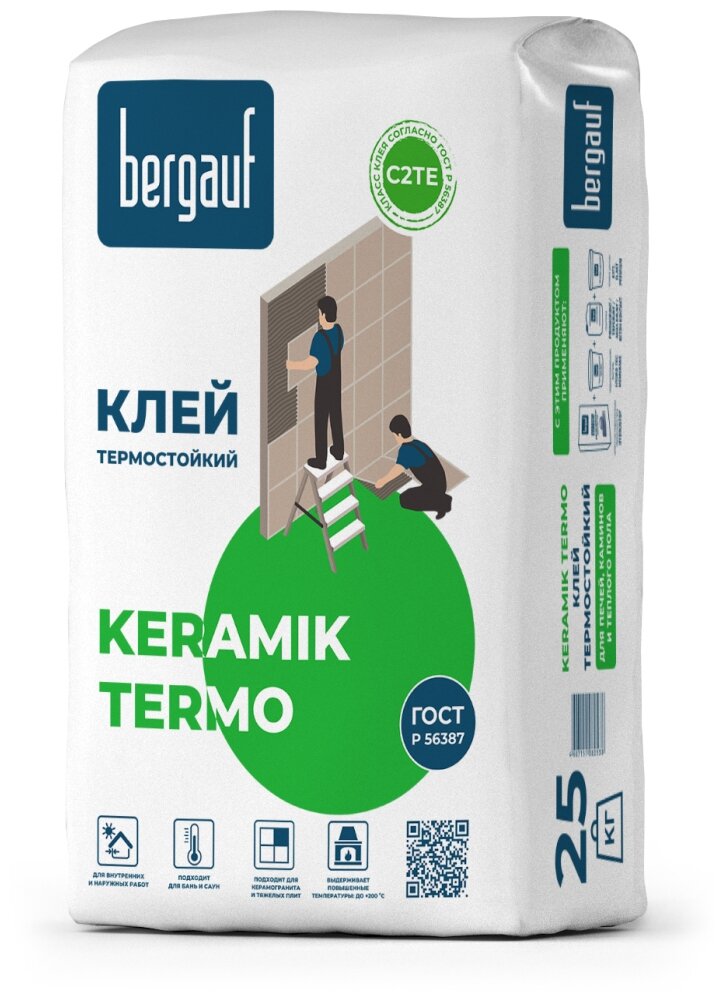 Клей для облицовки печей и каминов Bergauf Keramik Termo 25кг