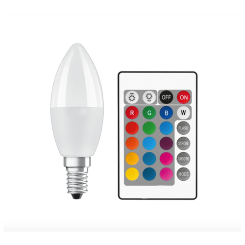 Лампа светодиодная E14 c регулируемым цветом света RGBW, для диммера, с пультом ДУ 5 шт (Матовая)