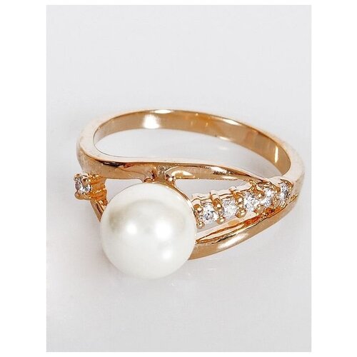 Кольцо помолвочное Lotus Jewelry, жемчуг культивированный, размер 18, белый