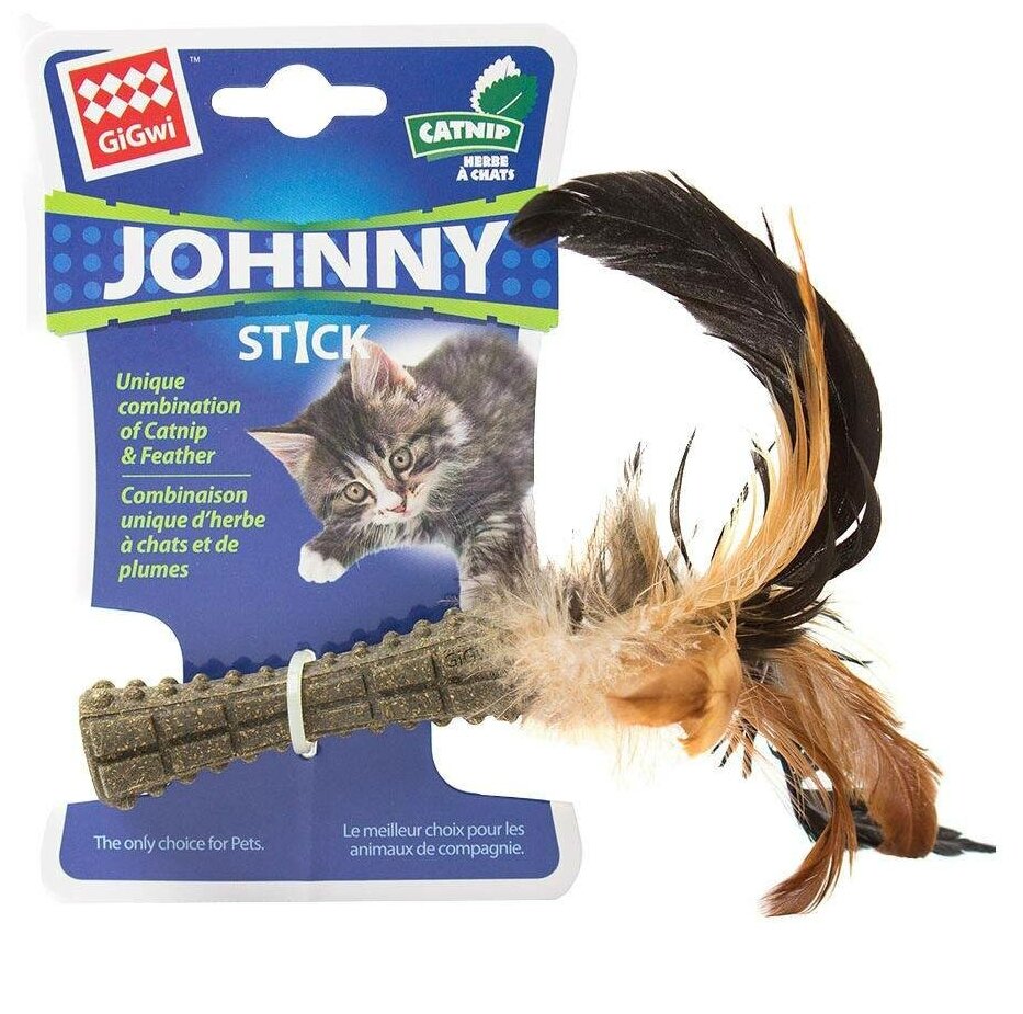 75334 Игрушка для кошек Спрессованная кошачья мята с перьями 8см, серия JOHNNY STICK - фотография № 9