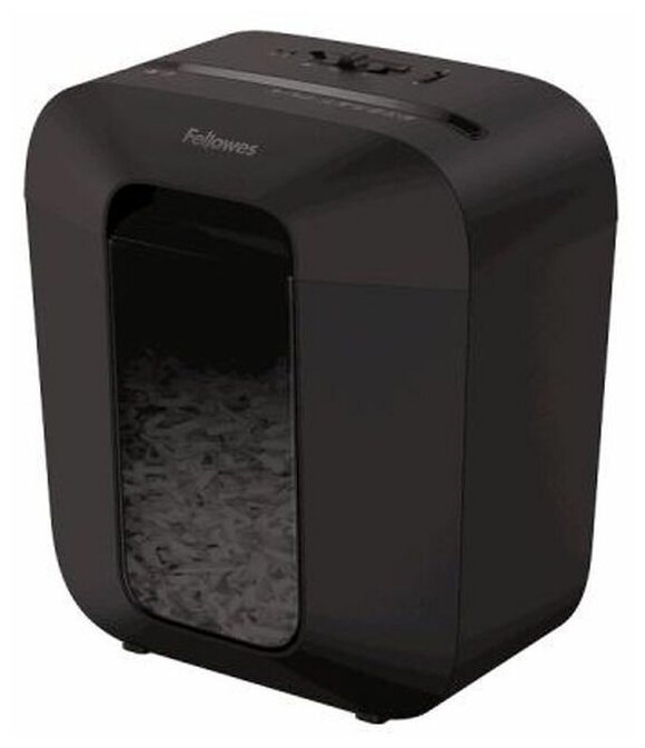 Шредер Fellowes PowerShred LX25 черный (секр P-4)/перекрестный/6лист/115лтр/скрепки/скобы/пл карты