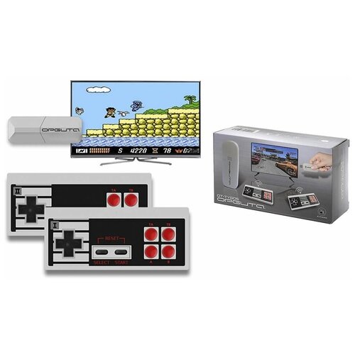 Игровая приставка 8 bit Орбита OT-TYG05 игровая приставка 8 bit 16 bit dinotronix mix wireless 600 в 1 600 встроенных игр 2 беспроводных геймпада черная