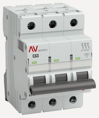 Изображение товара Автоматический выключатель Ekf 3п C 40А 6кА AV-6 AVERES, mcb6-3-40C-av