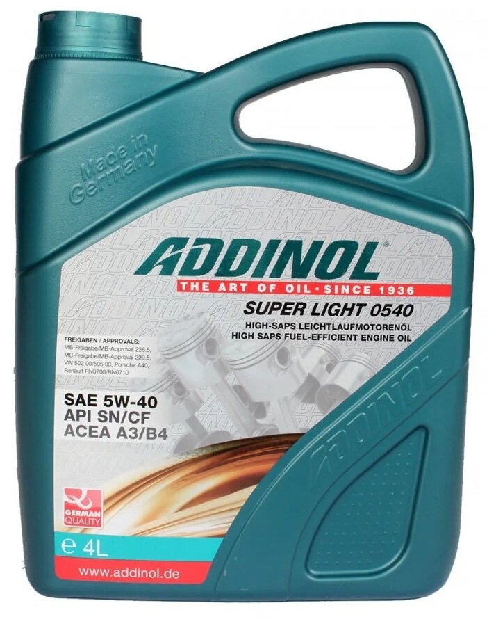 Моторное масло ADDINOL Super Light 5W-40, 4л