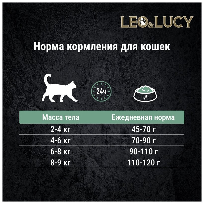 Сухой холистик корм для взрослых кошек LEO&LUCY полнорационный с индейкой, ягодами и биодобавками 400г - фотография № 4