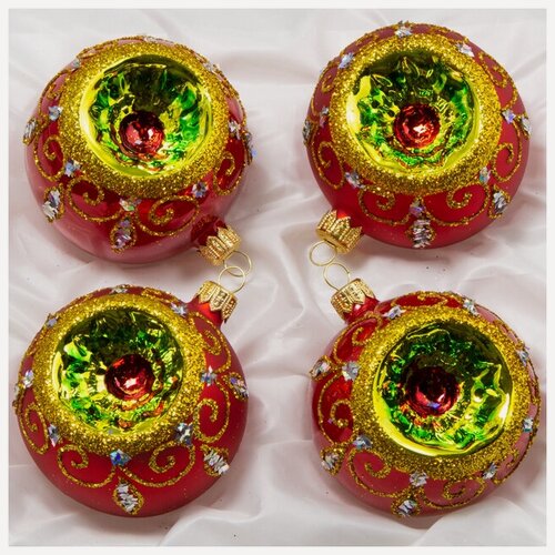 Изображение товара Набор стеклянных елочных шаров Танго 7 см, 4 шт, Фабрика Елочка, С1879