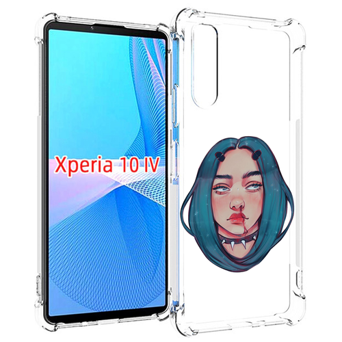 Чехол MyPads грустная-девушка-с-синими-волосами для Sony Xperia 10 IV (10-4) задняя-панель-накладка-бампер