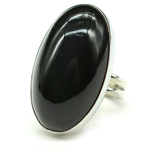 фото Кольцо радуга камня, обсидиан, размер 18, коричневый, черный