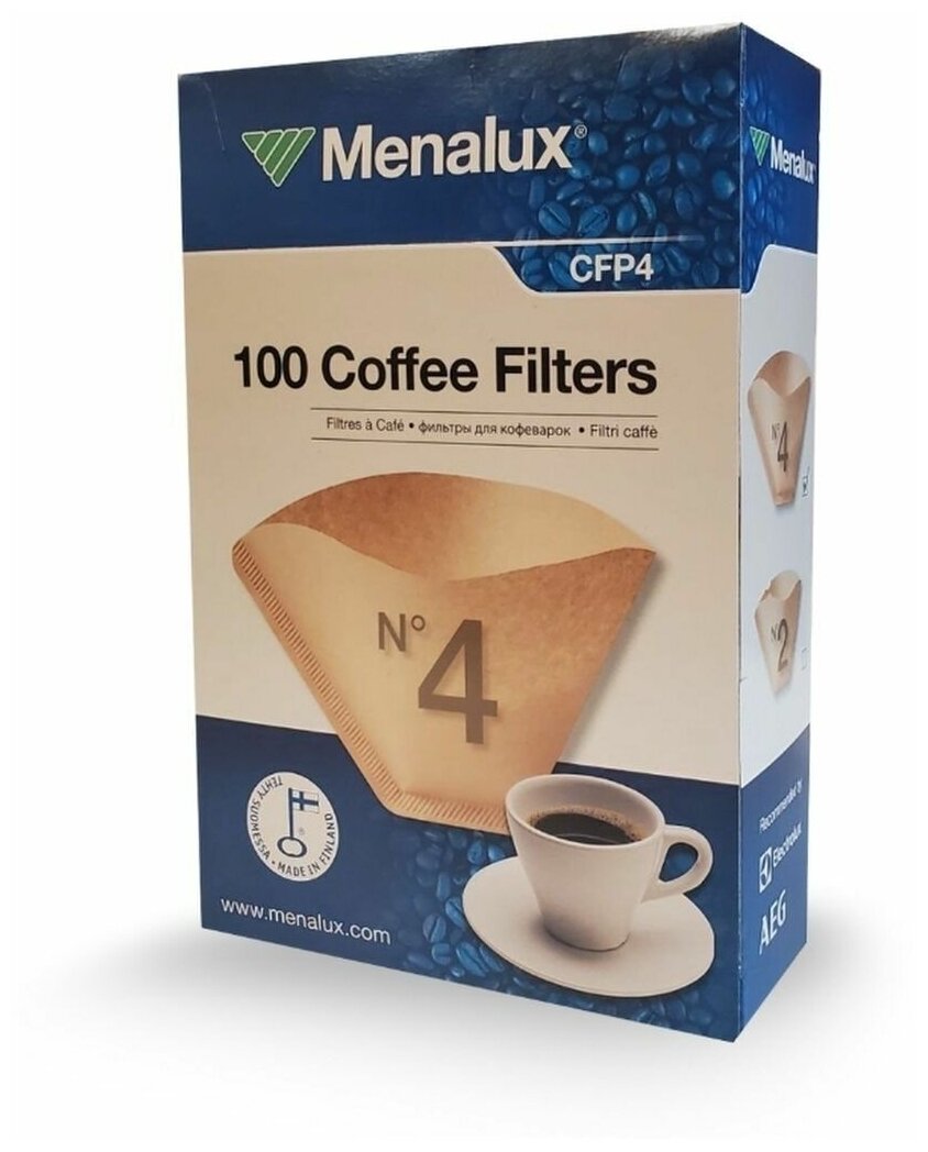 Menalux CFP4, фильтры для кофеварок капельного типа Chemex, Hario, Пуровер, Воронка, размер №4 (100 штук)
