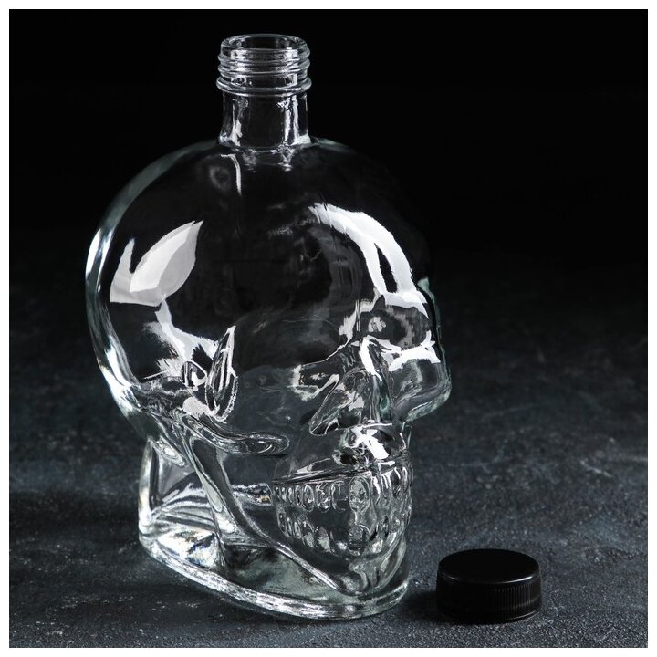 --- Бутылка стеклянная «Череп», 740 мл, цвет прозрачный - фотография № 1