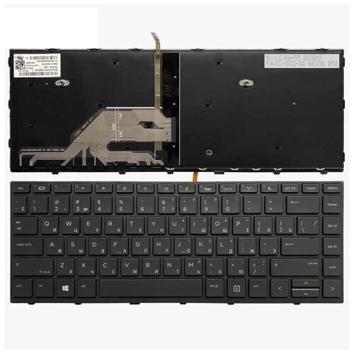 Клавиатура для ноутбука HP Probook 430 G5, 440 G5, 445 G5 черная, с рамкой, с подсветкой клавиатура rocknparts для ноутбука hp probook 430 g5 440 g5 445 g5 черная без подсветки